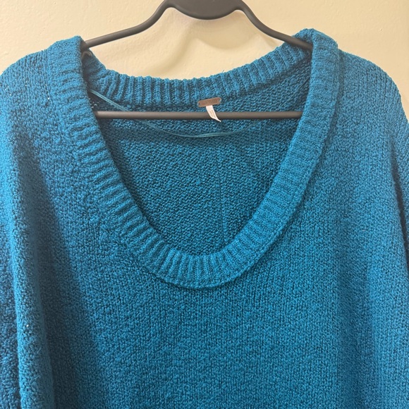 Free People Brookside Tunic Oversized Sweater Teal Size S - Picture 10 of 11
